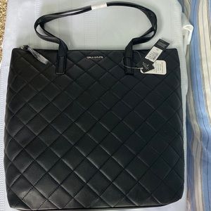 NWT Tahari Vegan Leather Quilted Tote Bag Purse Calista Zipper Pocket NEW Gift